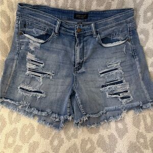 Judy Blue Light Blue Distressed Denim Women’s Shorts with Great Stretch Material